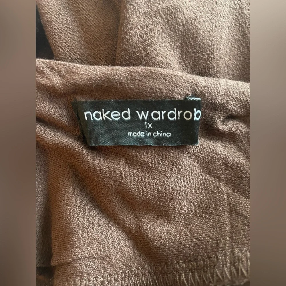 New Naked Wardrobe Women Brown Maxi Dress One Shoulder Size 1X - Picture 10 of 12